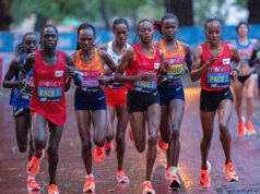 A pack of female elite runners