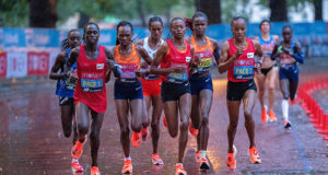A pack of female elite runners