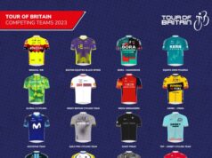The sixteen jersey designs of the competing teams