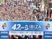 Thousands of runners at the start of the Ibiza marathon