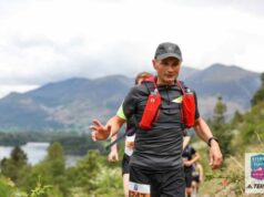 A male ultra runner in the mountains