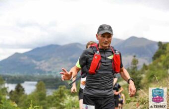 A male ultra runner in the mountains