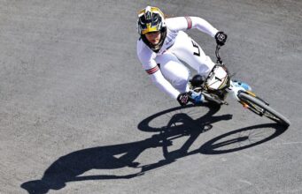 Young woman on a BMX
