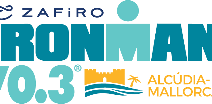 Logo reading Zafiro Ironman 70.3 Alcudia Mallorca