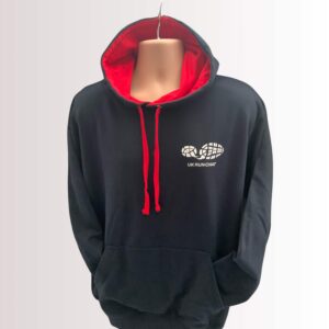 Navy Blue UKRunChat Hoodie with Red insie the hood
