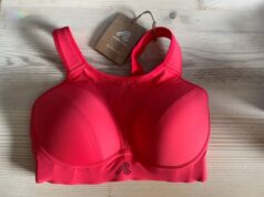 bright red sports bra