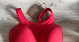 bright red sports bra