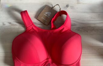 bright red sports bra