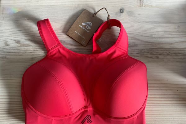 bright red sports bra
