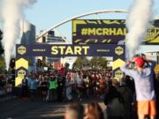Start gantry at MCR Half, runners get ready to start