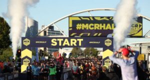 Start gantry at MCR Half, runners get ready to start