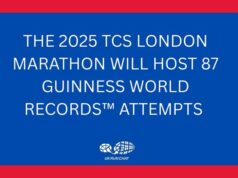 White text on blue background reads: The 2025 TCS London Marathon will host 87 Guinness World Records attempts