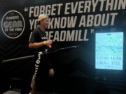 Man runs on indoor treadmill