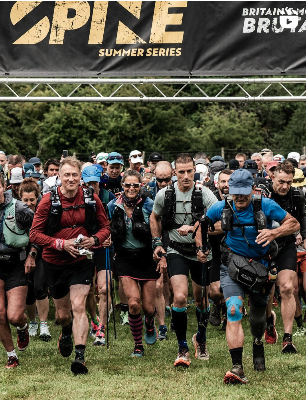 Runners on a start line set off with smiles on their faces