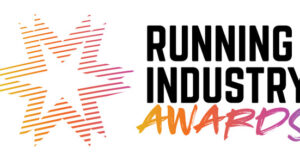 Logo made up of a pink and orange star and the words Running Industry Awards