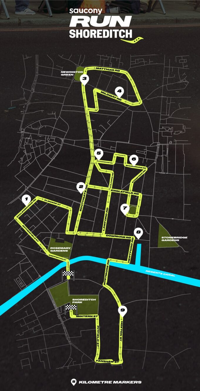 A map showing a route around London