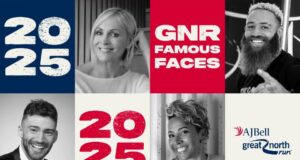 A poster in red white and blue showing a few celebrity faces including Tommy Fury and Dame Kelly Holmes
