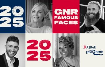 A poster in red white and blue showing a few celebrity faces including Tommy Fury and Dame Kelly Holmes