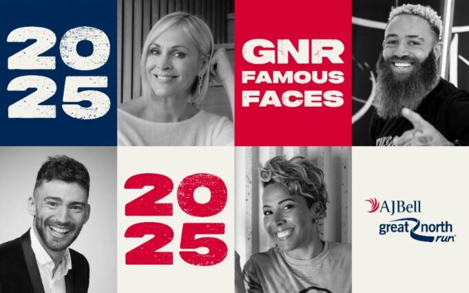 GNR 2025 A poster in red white and blue showing a few celebrity faces including Tommy Fury and Dame Kelly Holmes