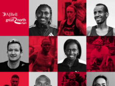 black and red images in a grid style of elite athletes head shots
