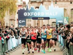 Runners on the start line of Oxford Half