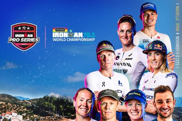 A montage of professional athletes head and torsos, mix of men and women, superimmpposed on a photo of a coastline with blue sky and trees.