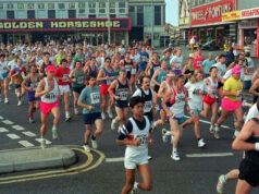 Many people running a race
