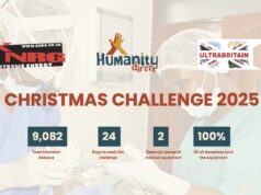 Support Humanity Direct’s Christmas Challenge Poster giving statitistics of the fundraiser and logos of organisations involved