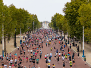 Ballot opens for Royal Parks Half Marathon Runners running along The Mall with Buckingham Palace in the distance