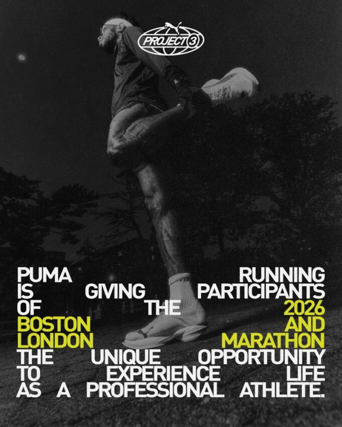 PUMA PROJECT3 - BOS LDN web Black and white photo of a man running.