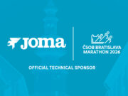 Joma partners with ČSOB Bratislava Marathon Light blue background with logos in white for Joma and the marathon