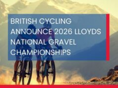 Text overlaid two cyclists on gravel: British Cycling announce 2026 Lloyds National Gravel Championships
