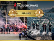 IRONMAN Global Athletes’ Choice Award Winners Poster showing the bike and swim course of the top voted IRONMAN events