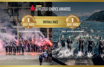 IRONMAN Global Athletes’ Choice Award Winners Poster showing the bike and swim course of the top voted IRONMAN events