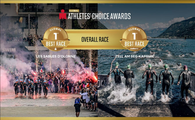 IRONMAN Poster showing the bike and swim course of the top voted IRONMAN events