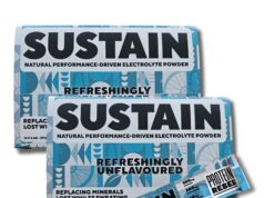 Blue and white packaging containing electrolyte powder