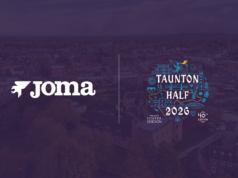 Navy coloured background wth Joma logo and Taunton Half logo