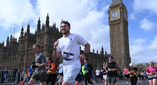London Landmarks Ballot is now open Runners on a busy London street next to Elizabeth Tower and the Houses of Parliament
