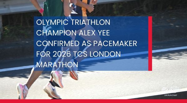 Text reads: Olympic triathlon champion Alex Yee confirmed as pacemaker for 2026 TCS London Marathon