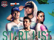 Montage of two female and two male triathletes