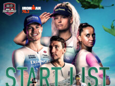 Montage of two female and two male triathletes