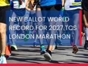 Text reads NEW BALLOT WORLD RECORD FOR 2027 TCS LONDON MARATHON