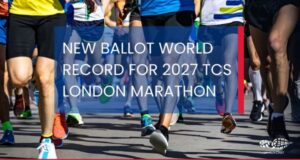 Text reads NEW BALLOT WORLD RECORD FOR 2027 TCS LONDON MARATHON