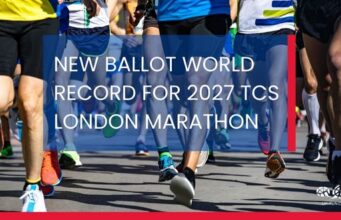 Text reads NEW BALLOT WORLD RECORD FOR 2027 TCS LONDON MARATHON