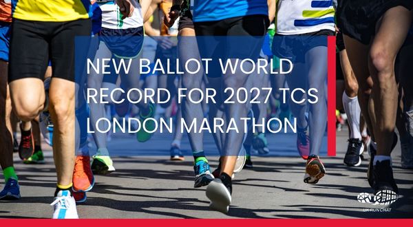 Text reads NEW BALLOT WORLD RECORD FOR 2027 TCS LONDON MARATHON