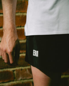 Close up of black shorts