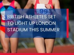 British athletes to light up London BRITISH ATHLETES SET TO LIGHT UP LONDON STADIUM THIS SUMMER (Text overlays a photo of two female athletes on a running track)
