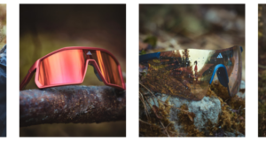 A montage of 4 photos showing Toni running and a few arty shots of sunglasses on rocks