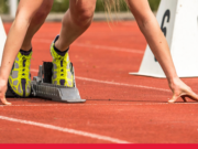 Hodgkinson and Kerr headline London Athletics Meet Close up of blonde woman in the starting blocks on a red track