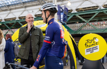 One year until British Grand Départ A man chats to a cyclist